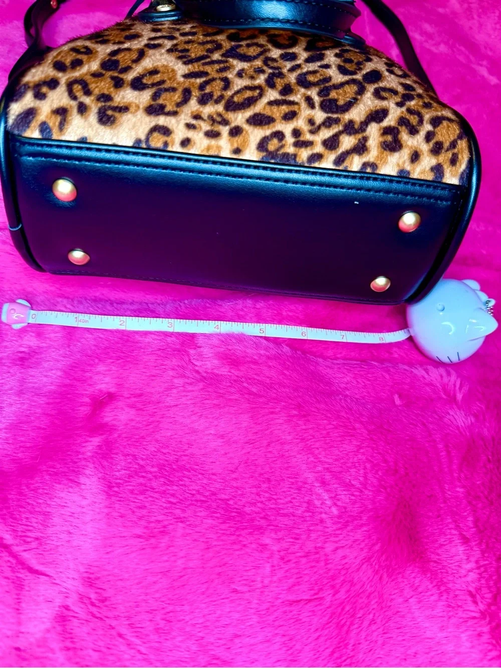 Von Dutch Leopard Print bowler with Black Trim and Gold Logo